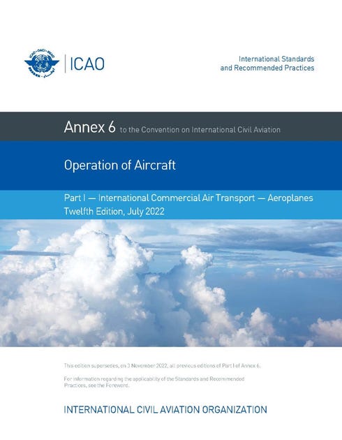 Annex 6 - Operation Of Aircraft - Part I - International Commercial Air Transport - Aeroplanes